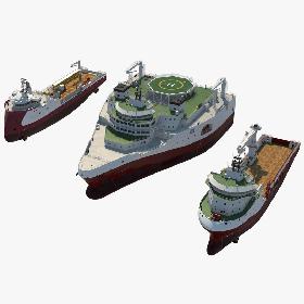 Offshore oil and Gas Support Ships 3D